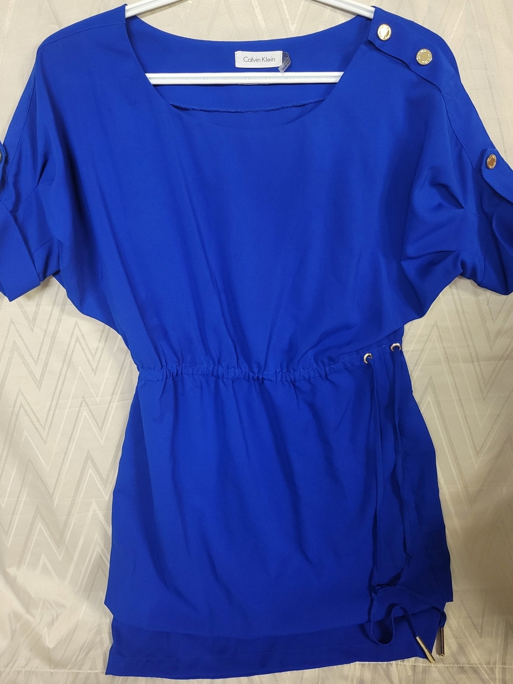 Calvin Klein Cobalt Blue Short Sleeve Drawstring Tunic